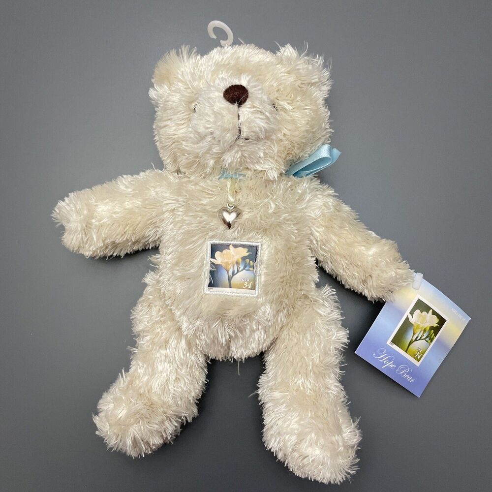 Collectible Plush USPS Love Bear Shag Beanie Pink w/ 34 cent Stamp on Belly NWT